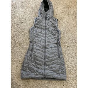Skhoop Debbie Vest Women’s Small Full Zip Primaloft Down Hooded Gray Long C150
